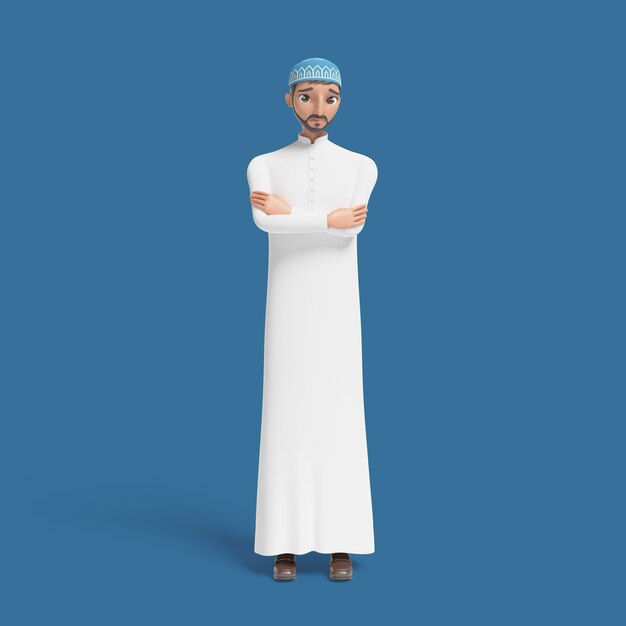 Ilustración 3d con hombre musulmán