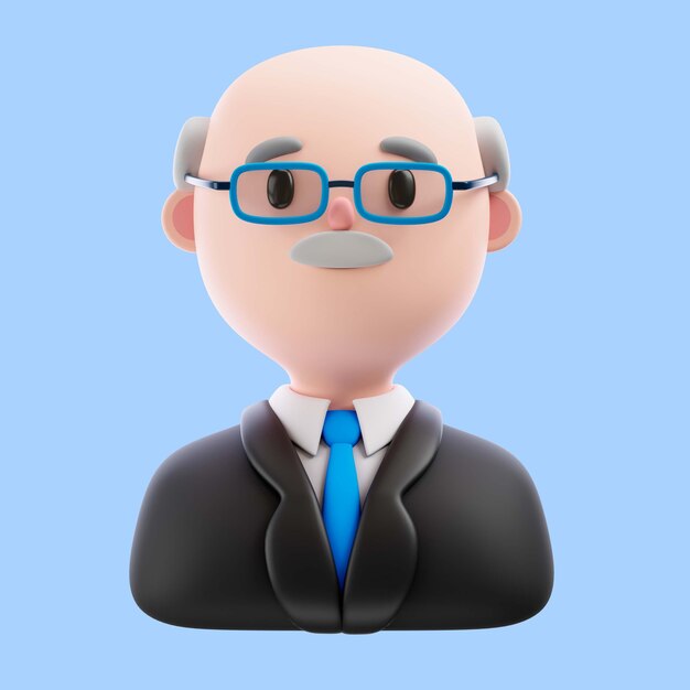 Ilustración 3D de hombre de negocios con gafas