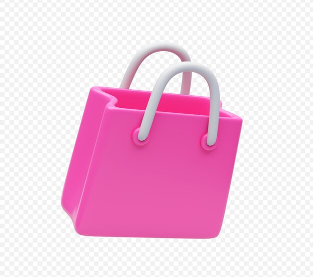 Ilustración 3D del icono de la bolsa de compras amarilla