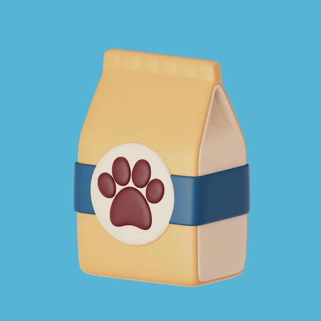 Ilustración 3D con el icono esencial de las mascotas