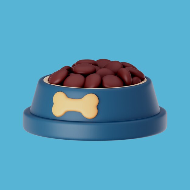 Ilustración 3D con el icono esencial de las mascotas