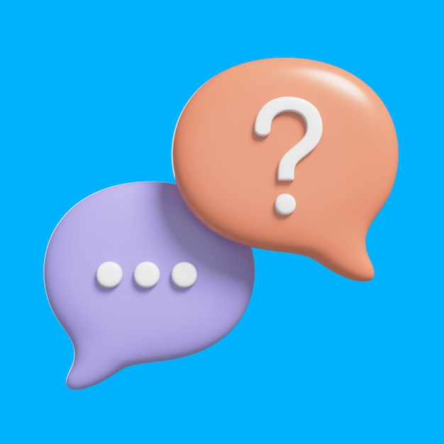 Ilustración 3D con el icono de la pregunta