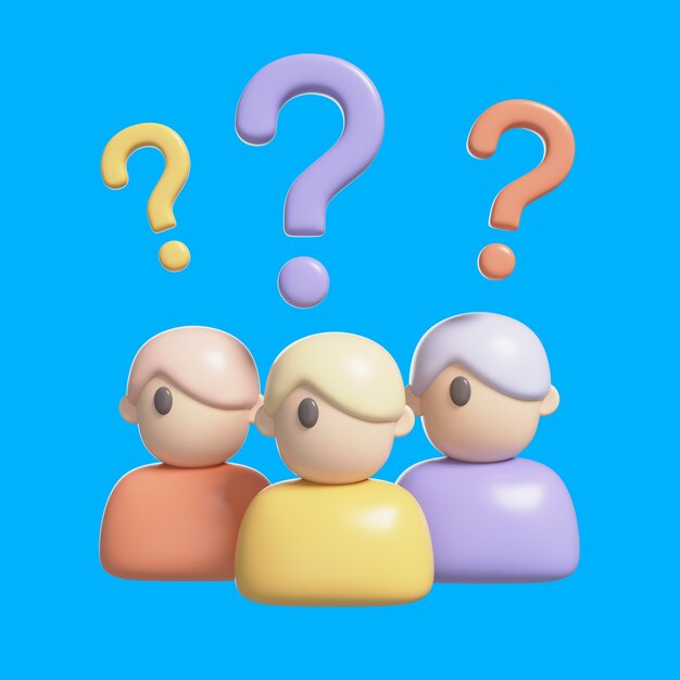 Ilustración 3D con el icono de la pregunta