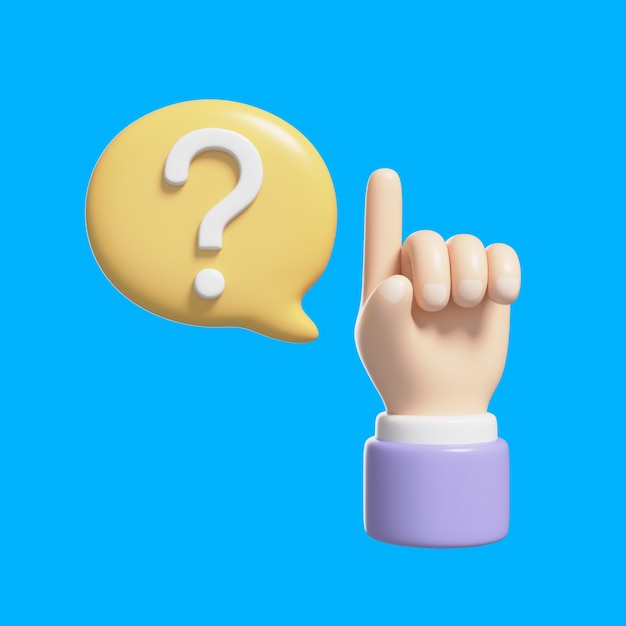 Ilustración 3D con el icono de la pregunta