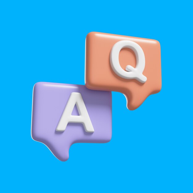 Ilustración 3D con el icono de la pregunta