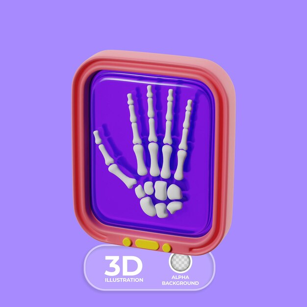 Ilustración 3D del icono de rayos X médicos