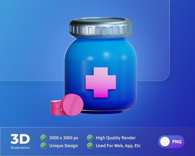 Ilustración 3d de icono de salud y medicina
