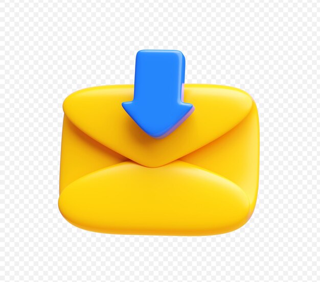 Ilustración 3D del icono de transferencia de correo electrónico hacia abajo