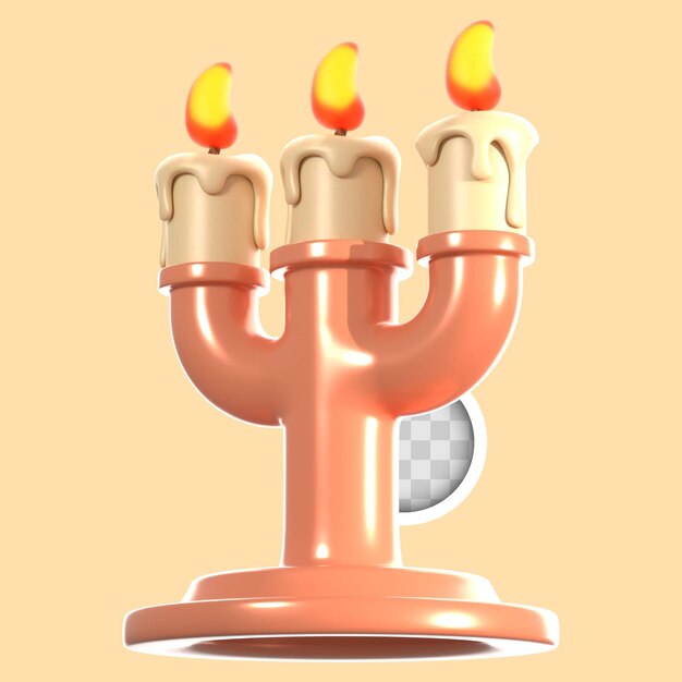 Ilustración 3D del icono de la vela decorativa