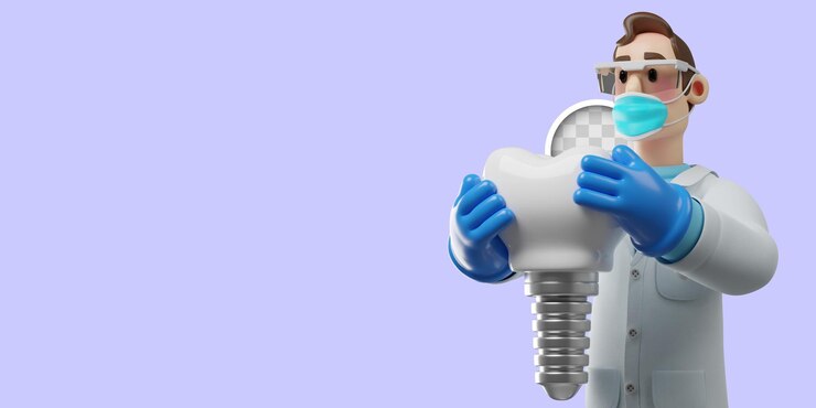 PSD gratuito ilustración 3d de implante dental