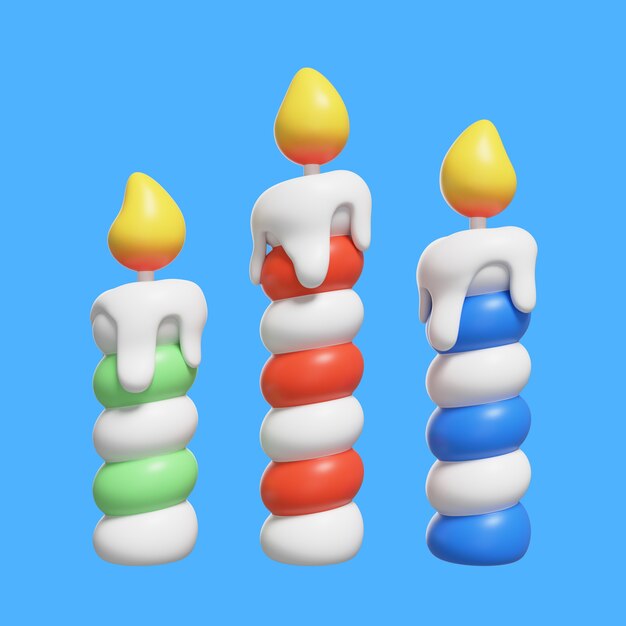 Ilustración 3D con lo esencial para un cumpleaños