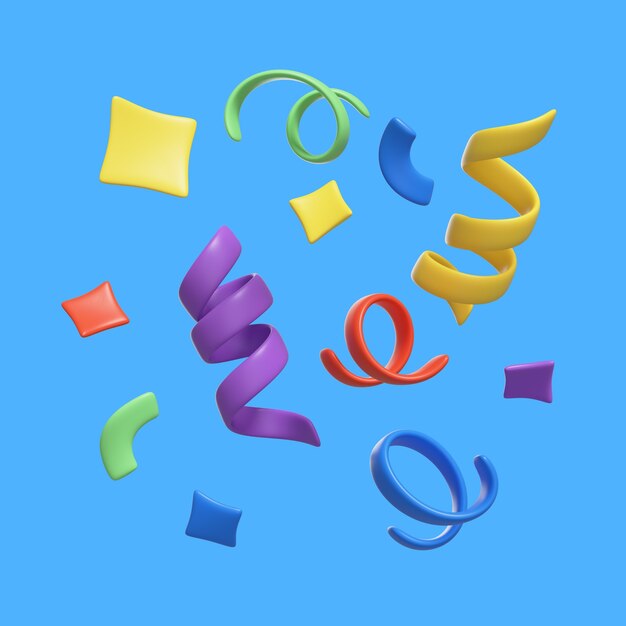 Ilustración 3D con lo esencial para un cumpleaños