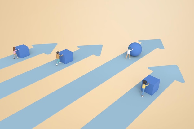 Ilustración 3D de Man distribuyendo cajas usando un dispositivo de tecnología moderna para enviar paquetes de paquetes