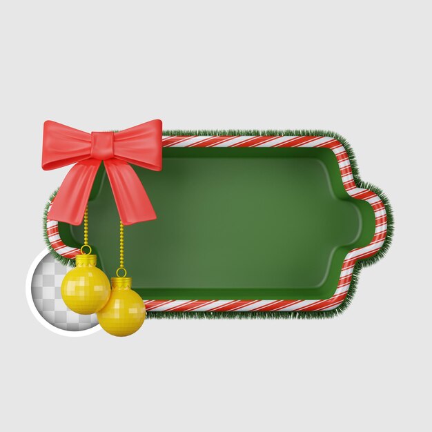 Ilustración 3d de marco de navidad con adorno