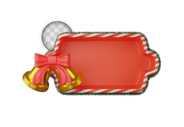 Ilustración 3d de marco de Navidad con campanas