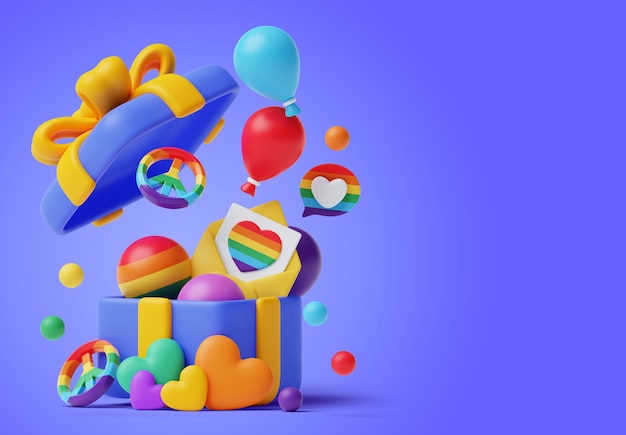 PSD gratuito ilustración en 3d con el mes del orgullo lgbti todavía vivo