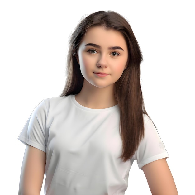 PSD gratuito ilustración en 3d de una mujer joven con una camiseta blanca