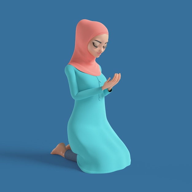 PSD gratuito ilustración 3d de mujer musulmana con hiyab