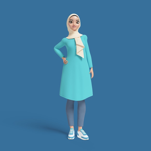 PSD gratuito ilustración 3d de mujer musulmana con hiyab