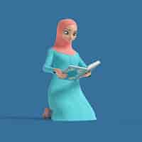 PSD gratuito ilustración 3d de mujer musulmana con hiyab