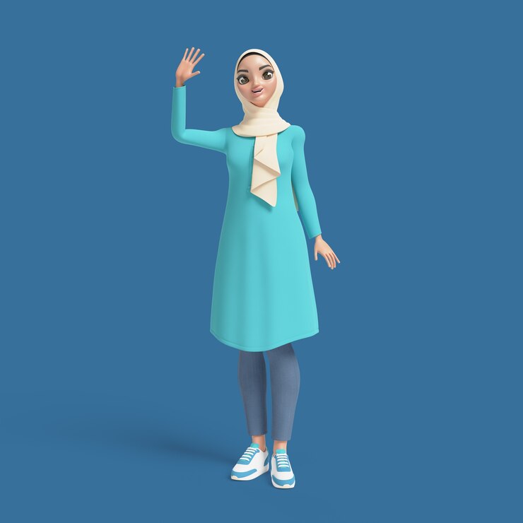 PSD gratuito ilustración 3d de mujer musulmana con hiyab
