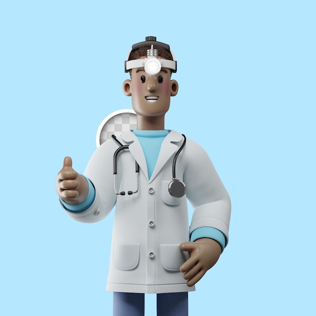 Ilustración 3d otorrinolaringólogo médico especializado