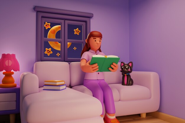 Ilustración 3D de una persona nocturna que se queda despierta