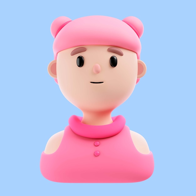 Ilustración 3d de persona con sombrero rosa