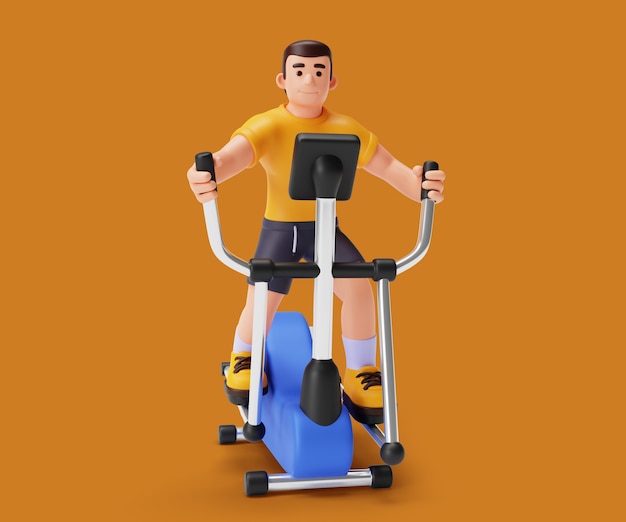 PSD gratuito ilustración 3d con personaje de entrenador personal de gimnasio