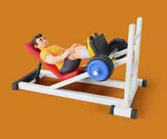 PSD gratuito ilustración 3d con personaje de entrenador personal de gimnasio