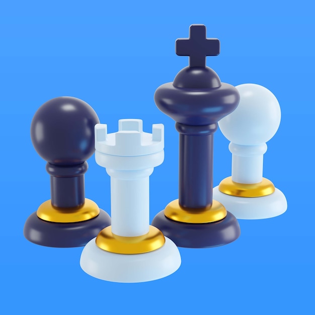 Ilustración 3d de piezas de ajedrez de juguete para niños