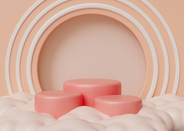 Ilustración 3D con podio de color melocotón