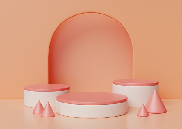 Ilustración 3D con podio de color melocotón