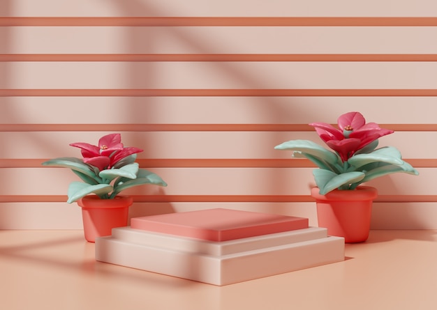 Ilustración 3D con podio de color melocotón