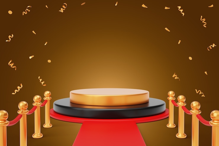 PSD gratuito ilustración 3d con podio de ventas de premios