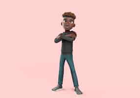 PSD gratuito ilustración 3d de pose de personaje masculino que parece confiado