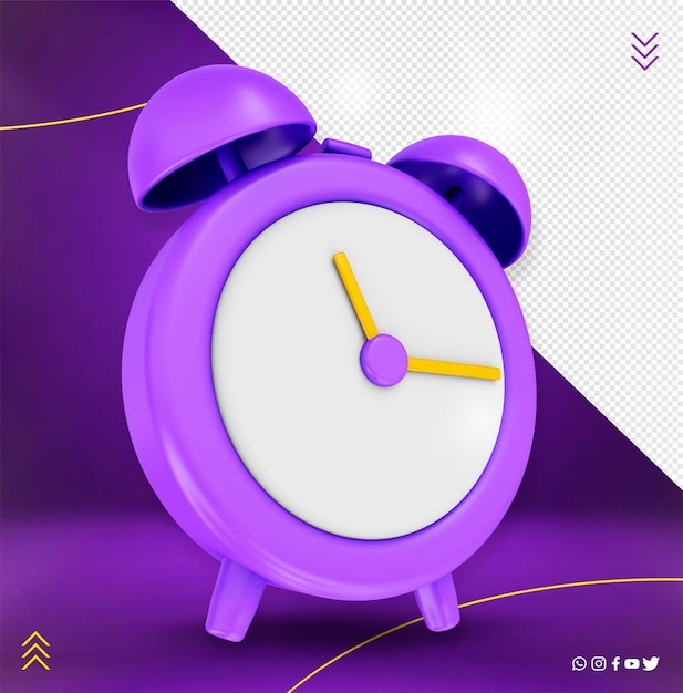 PSD gratuito ilustración 3d de reloj aislado para icono de recordatorio de composiciones