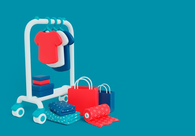 Ilustración 3D con ropa y prendas de vestir