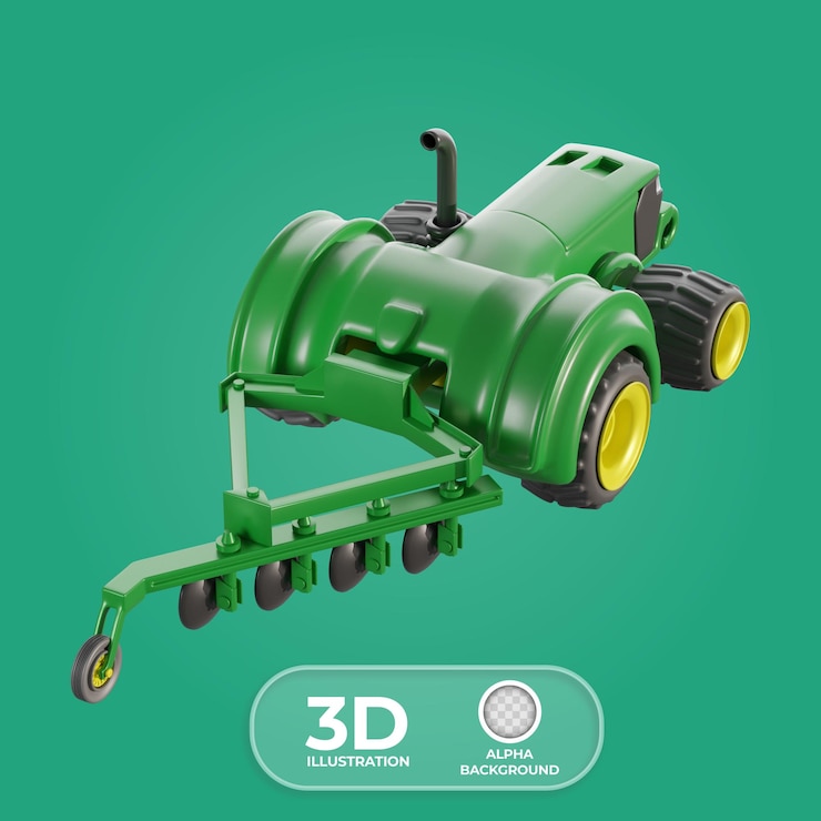 PSD gratuito ilustración 3d de un tractor de labranza autónomo