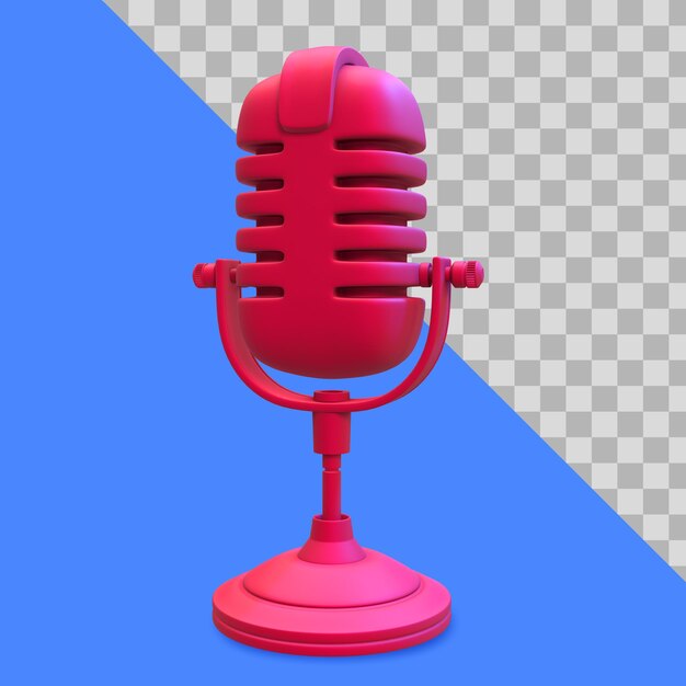 Ilustración 3D de trazado de recorte de micrófono rojo