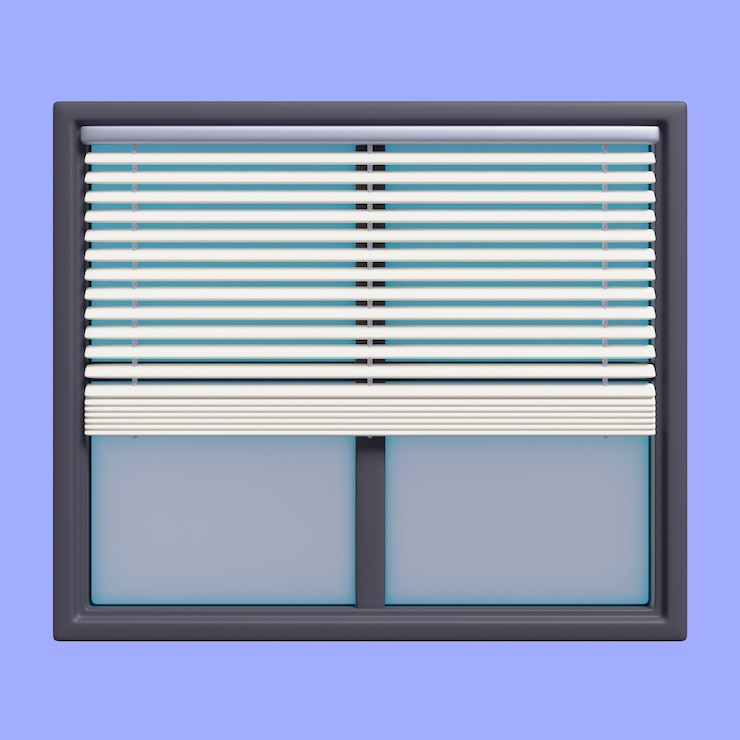 PSD gratuito ilustración 3d de ventana con persianas.