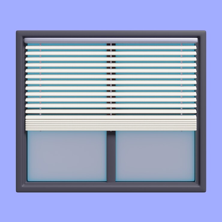 PSD gratuito ilustración 3d de ventana con persianas.