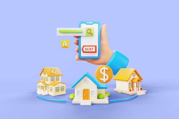 Ilustración 3D para las ventas de bienes raíces