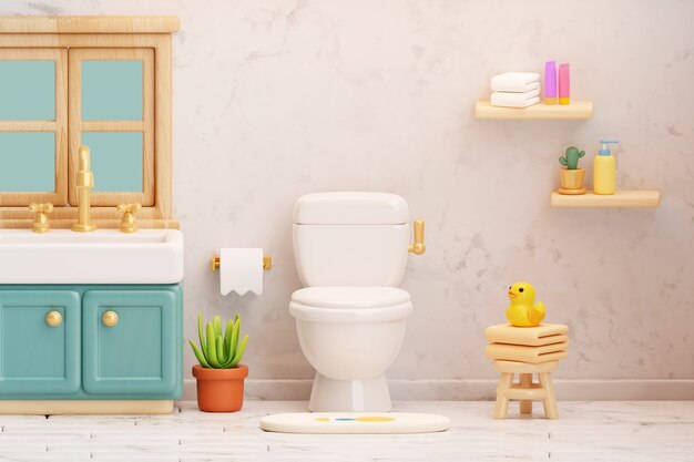 Ilustración de baño en 3D