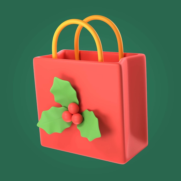 Ilustración de bolsa de compras de Navidad 3d