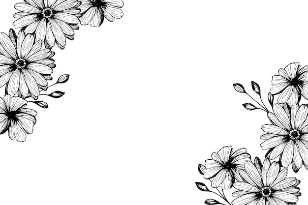 Ilustración de borde de flores botánicas