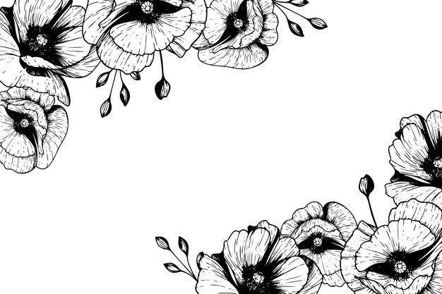 Ilustración de borde de flores botánicas