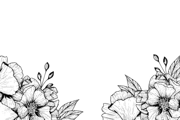 Ilustración de borde de flores botánicas