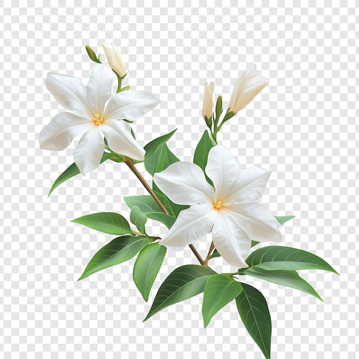 PSD gratuito una ilustración botánica de las elegantes ramas de flores blancas
