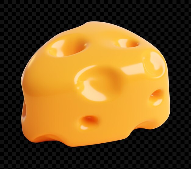 Ilustración brillante en estilo de dibujos animados de queso 3D